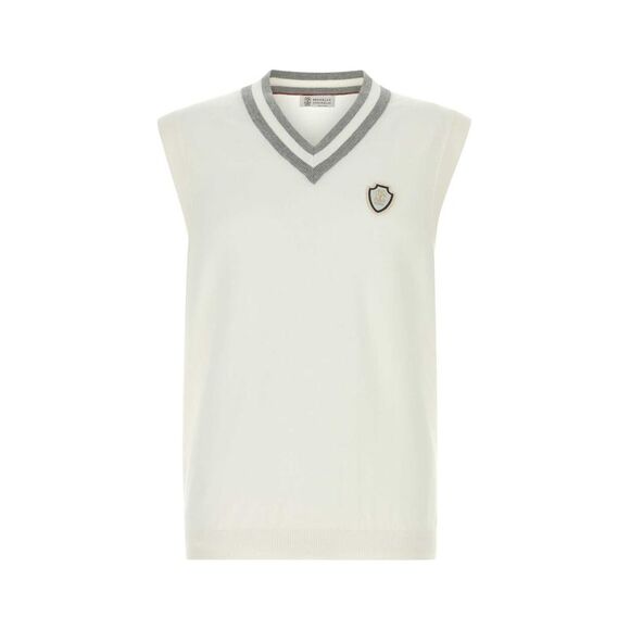 Brunello Cucinelli Men White Cotton Vest